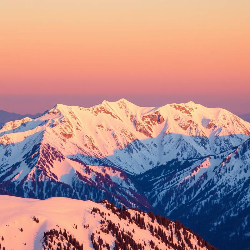 Amanecer sobre las cumbres de Sierra Nevada cubiertas de nieve
