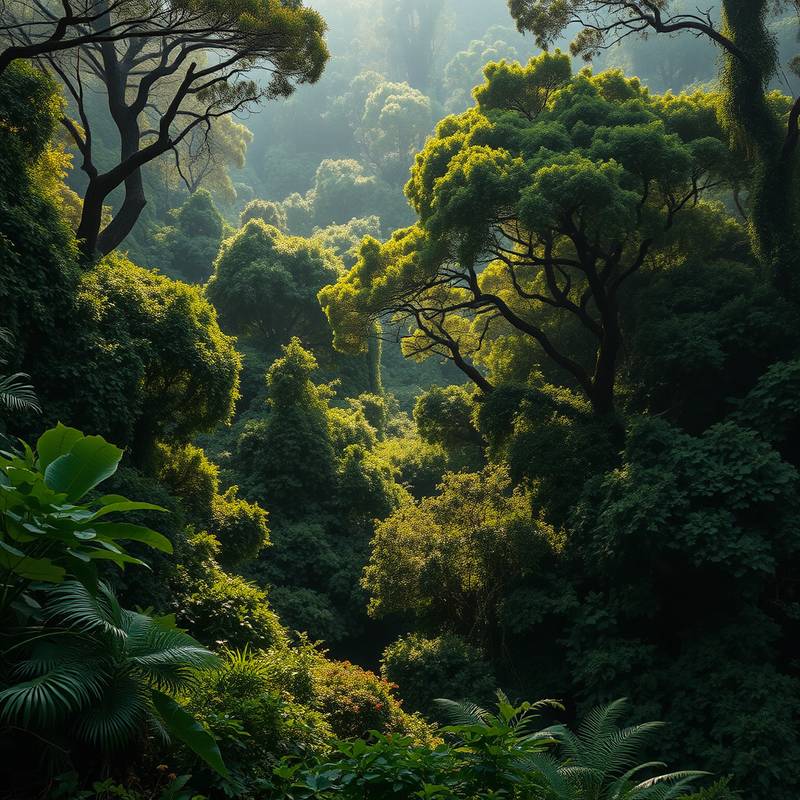 Bosque de laurisilva en una isla canaria, lleno de vegetación densa