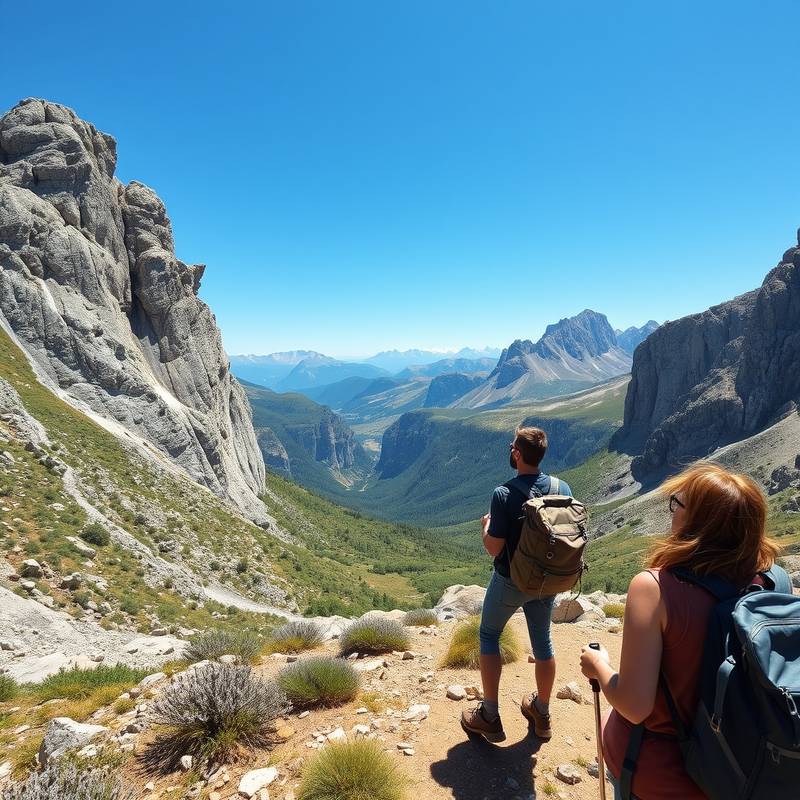 Senderistas disfrutando de una vista panorámica en los Picos de Europa